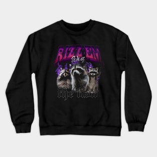 Rizz Em With The Tism Retro Shirt, Vintage Funny Raccoon Graphic Shirt, Autism Awareness, Raccoon Meme Crewneck Sweatshirt